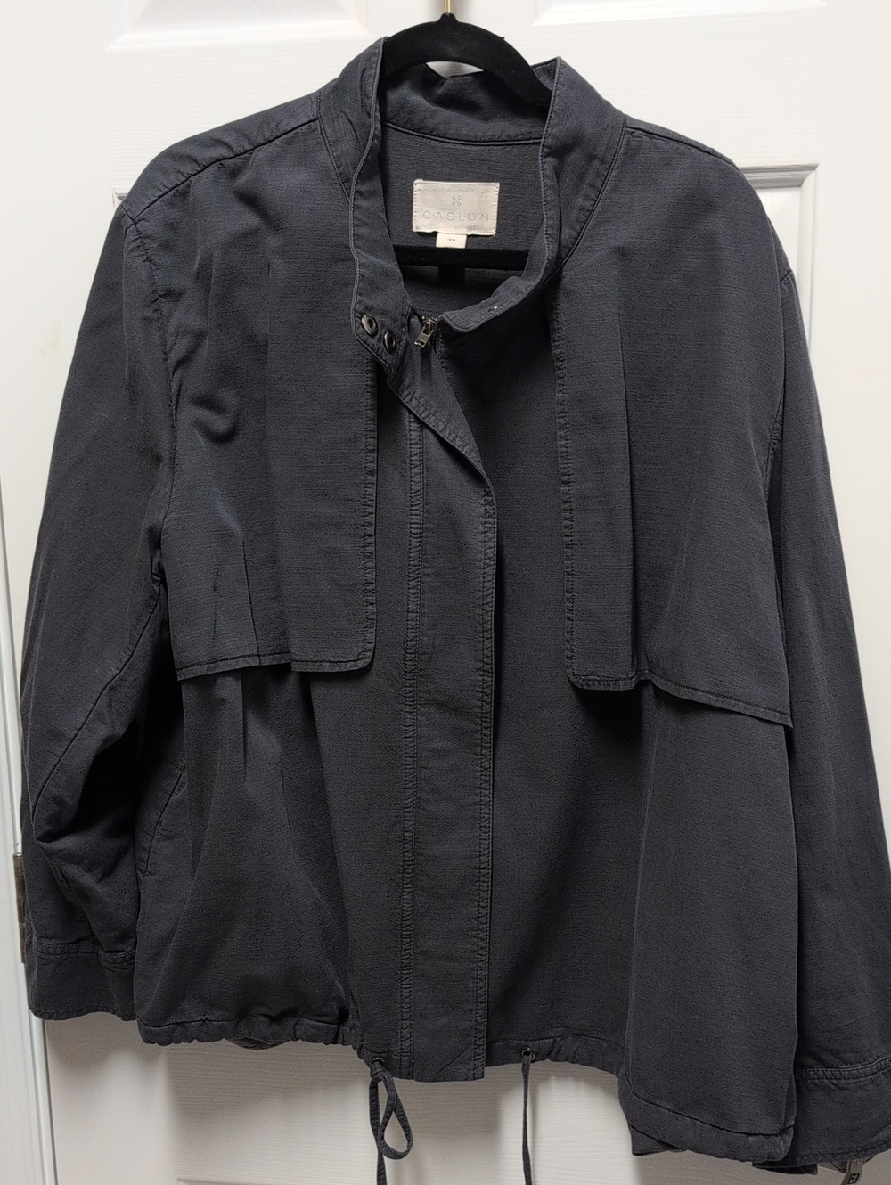 Caslon Slate Gray Utility Jacket with Drawstring Hem